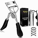 Zowor Eyelash Curler with Comb and Brush Fit All Eye Shape Curved Eyelash Curlers with 5PCS Silicone Refill Pad,Natural and Long Lasting Lash Curler