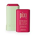Pixi On-the-Glow Blush Stick in Ruby, Hydrating Tinted Moisture Stick for Cheeks and Lips with Ginseng, Aloe Vera and Fruit Extracts, Twist-Up Design