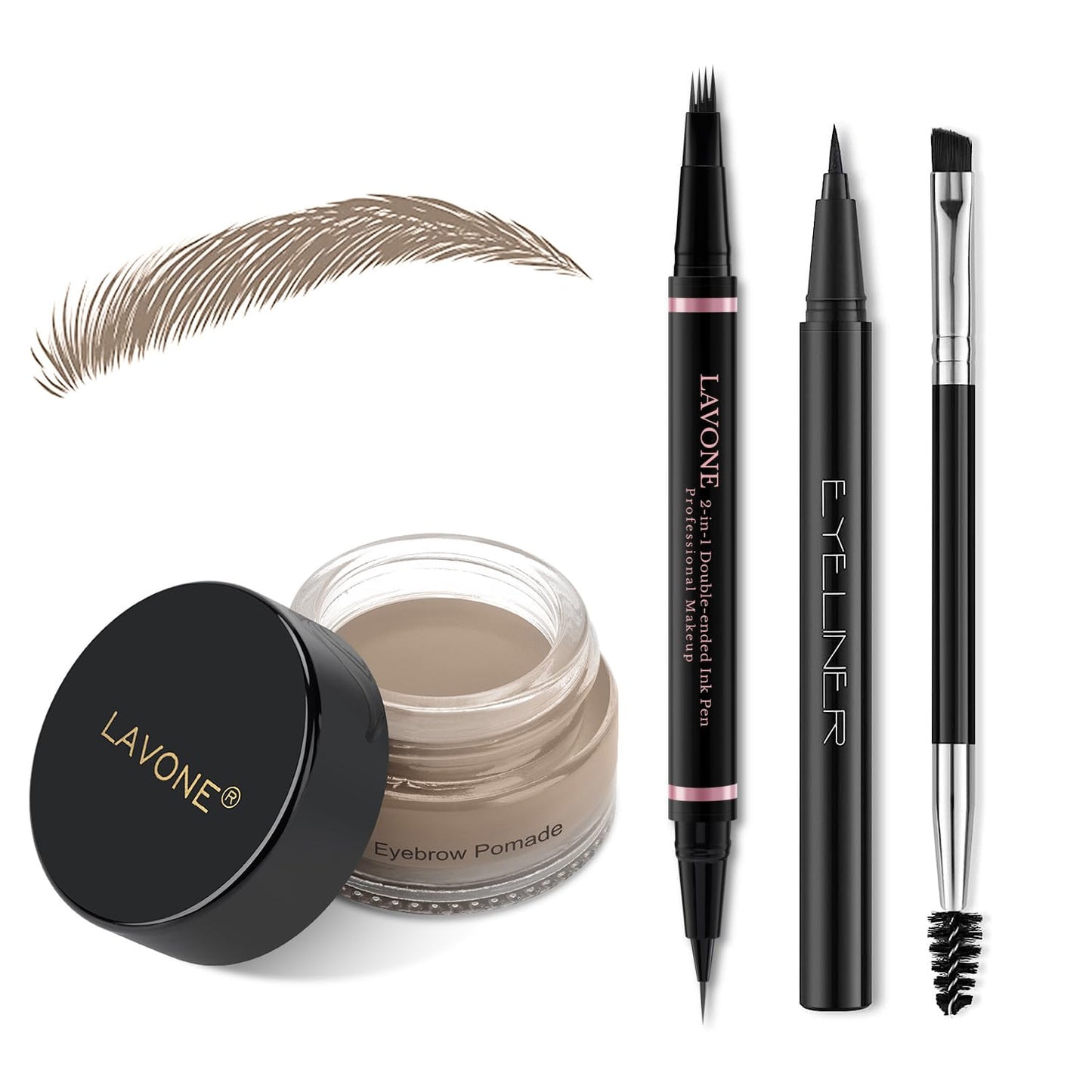 LAVONE Eyebrow Pen Makeup Kit, with Waterproof Eyebrow Pencil, Eyeliner, Pomade, and Brow Brush, Smudge-Proof and Long Lasting, Create Full Beauty and Personal Care LAVONE Default Title