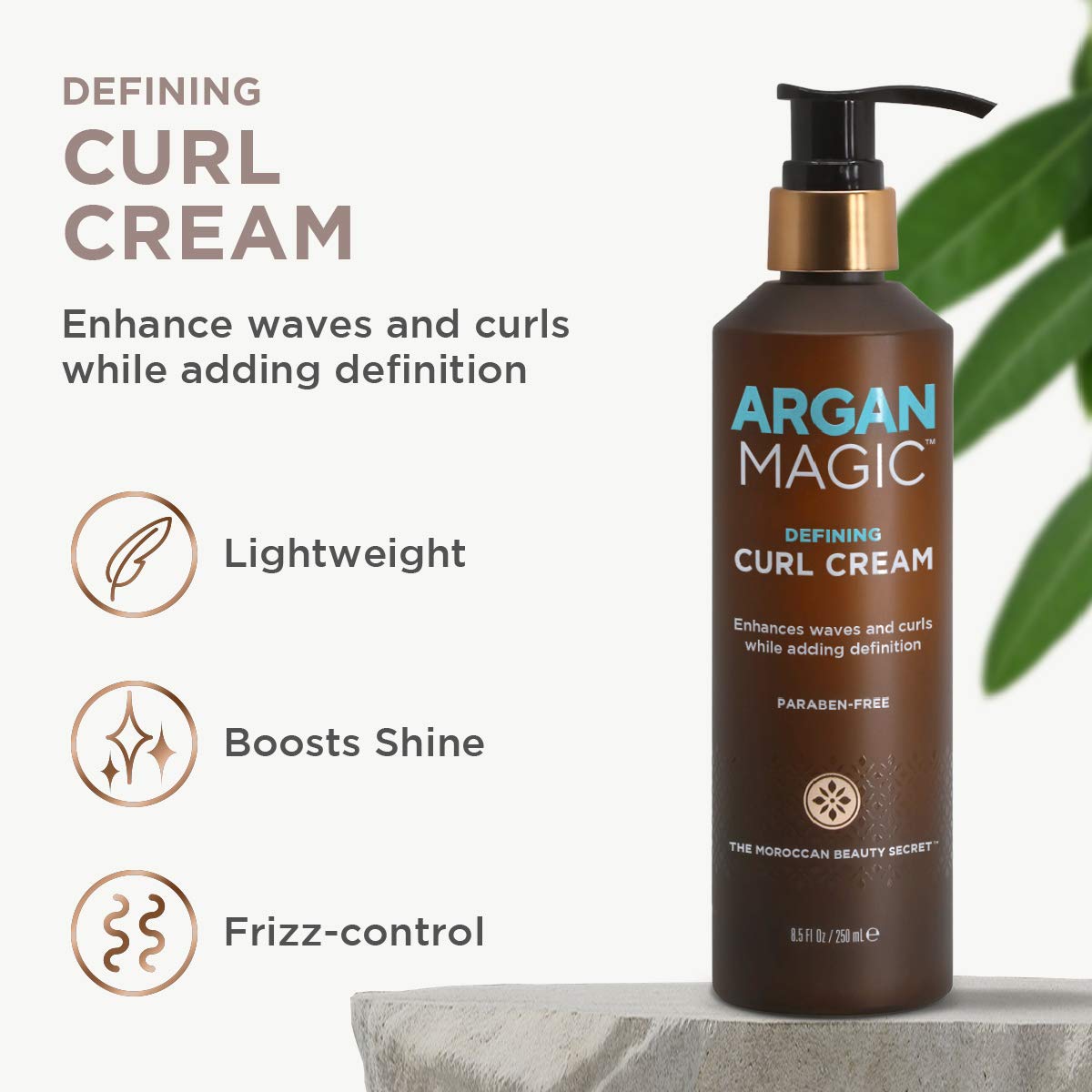 ARGAN MAGIC Defining Curl Cream - Enhances Waves and Curls While Adding Definition | Conditions, Detangles, and Reduces Frizz | Paraben Free (8.5