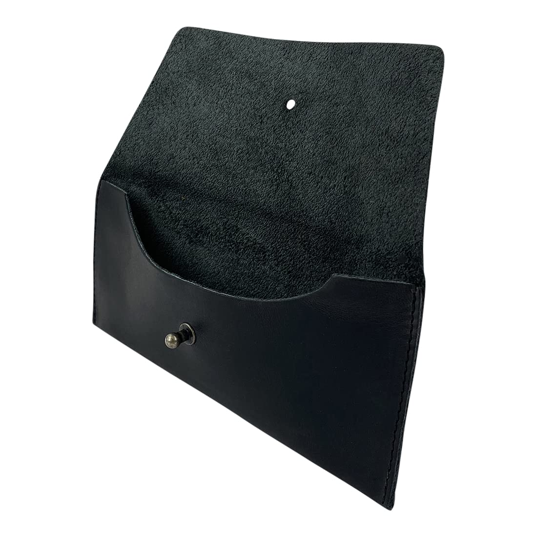 Hide & Drink, Long Utility Pouch, Stylish Wallet for Carrying and Storing Cash, Clutch Bag, Full Grain Leather, Handmade, Charcoal Black