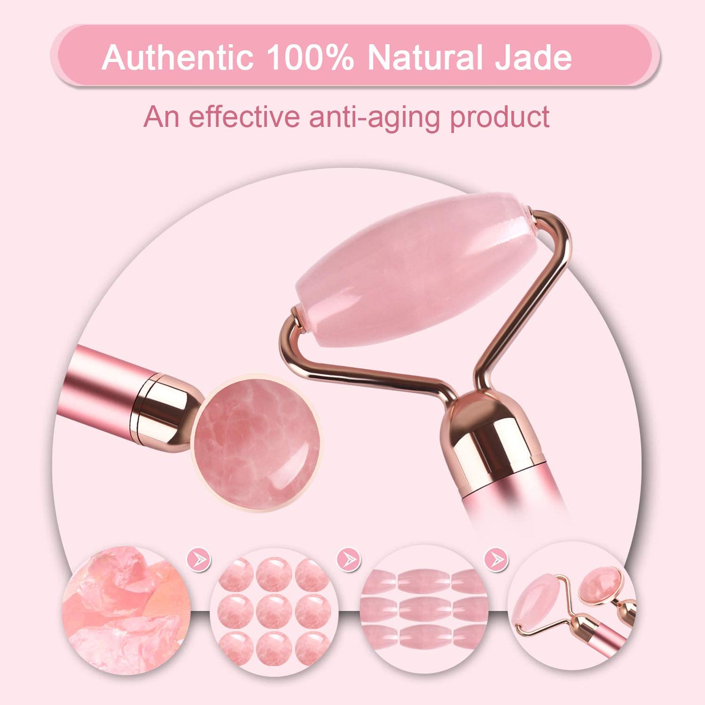 ZS ZESHIN Upgrade 2 in 1 Vibrating Jade Facial Massager Roller, Electric Rose Quartz Eye Face Roller to Press Skin Cream Oil for Anti-Aging Reducing