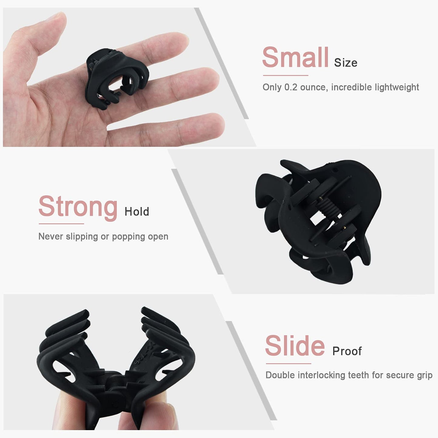 MAORULU Hair Clip, Tiny Octopus Hair Clip for Thin/Medium Thick Hair Women Girls Kids, 1.5 Inch Mini Hair Jaw Clips Matte, 10 Pack with Gift Box