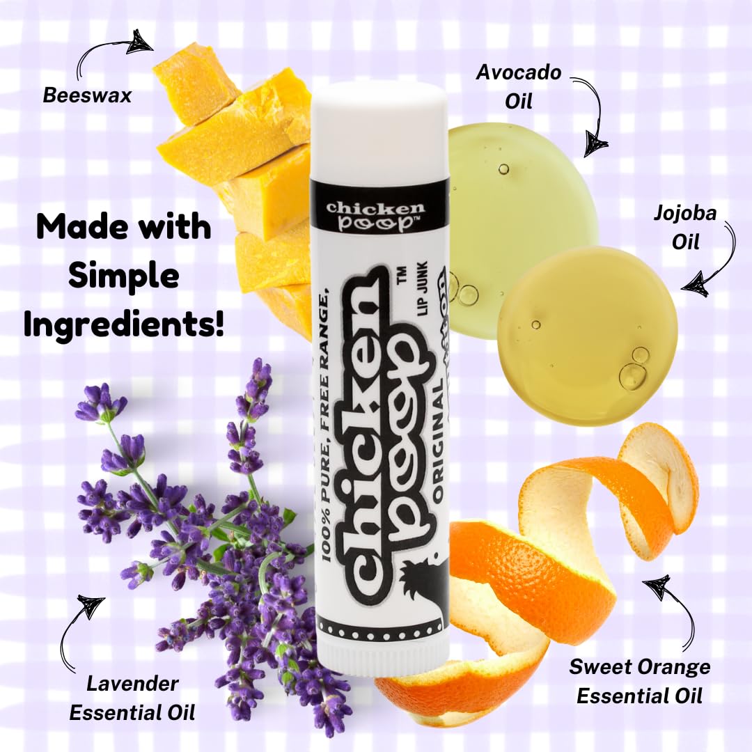 .15 oz. Chicken Poop® ORIGINAL FLAVOR Lip Junk for Dry, Chapped Lips, LIP BALM BULK PACK OF 16