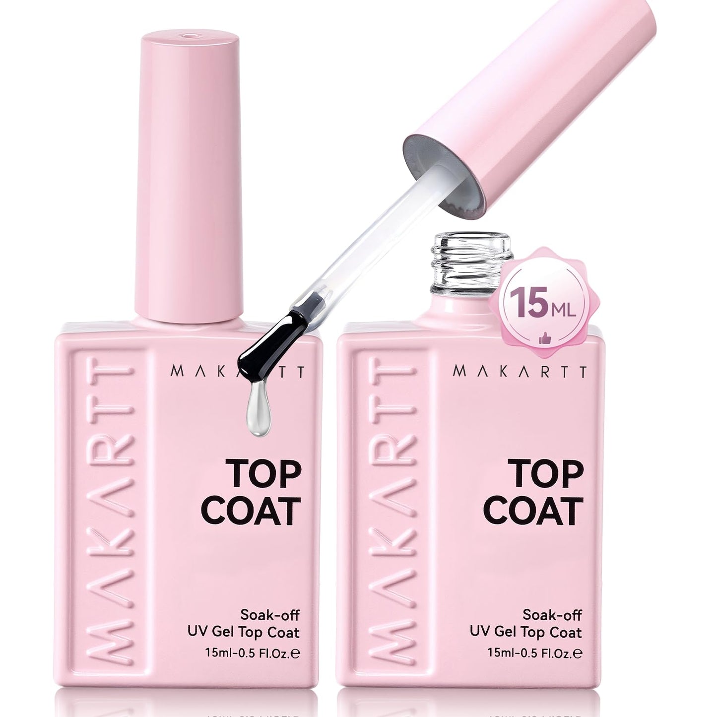 Makartt Gel Top Coat: 2 PCS 15ml No Wipe Top Coat Gel Nail Polish Upgrade Diamond-Shine Long-Lasting Clear Gel Polish Soak Off UV LED Lamp Needed Home Beauty and Personal Care Makartt