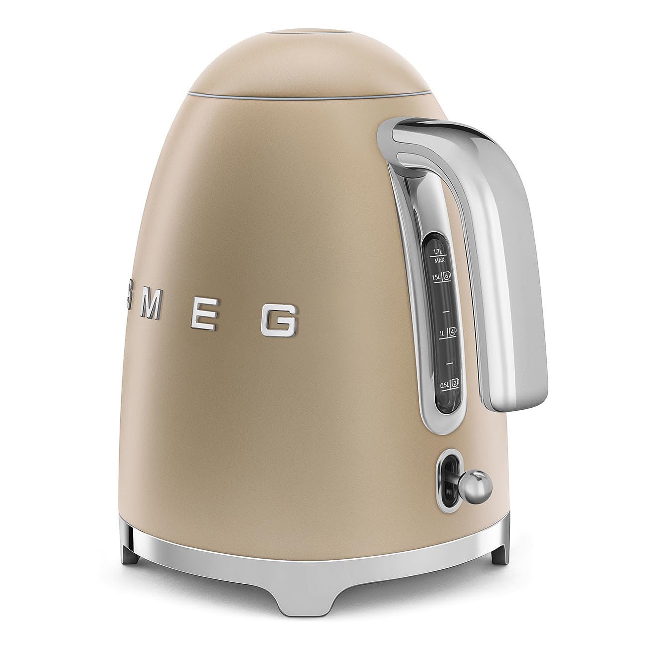 SMEG 50's Retro Style 7 Cup Electric Water Kettle with Automatic Shutoff, Removable Base, and Water Indicator, KLF03CHMUS, Matte Campagne