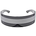zeroUV - 80s Futuristic Cyclops Cyberpunk Visor Sunglasses with Semi Translucent Mirrored Lens (Smoke/Silver)