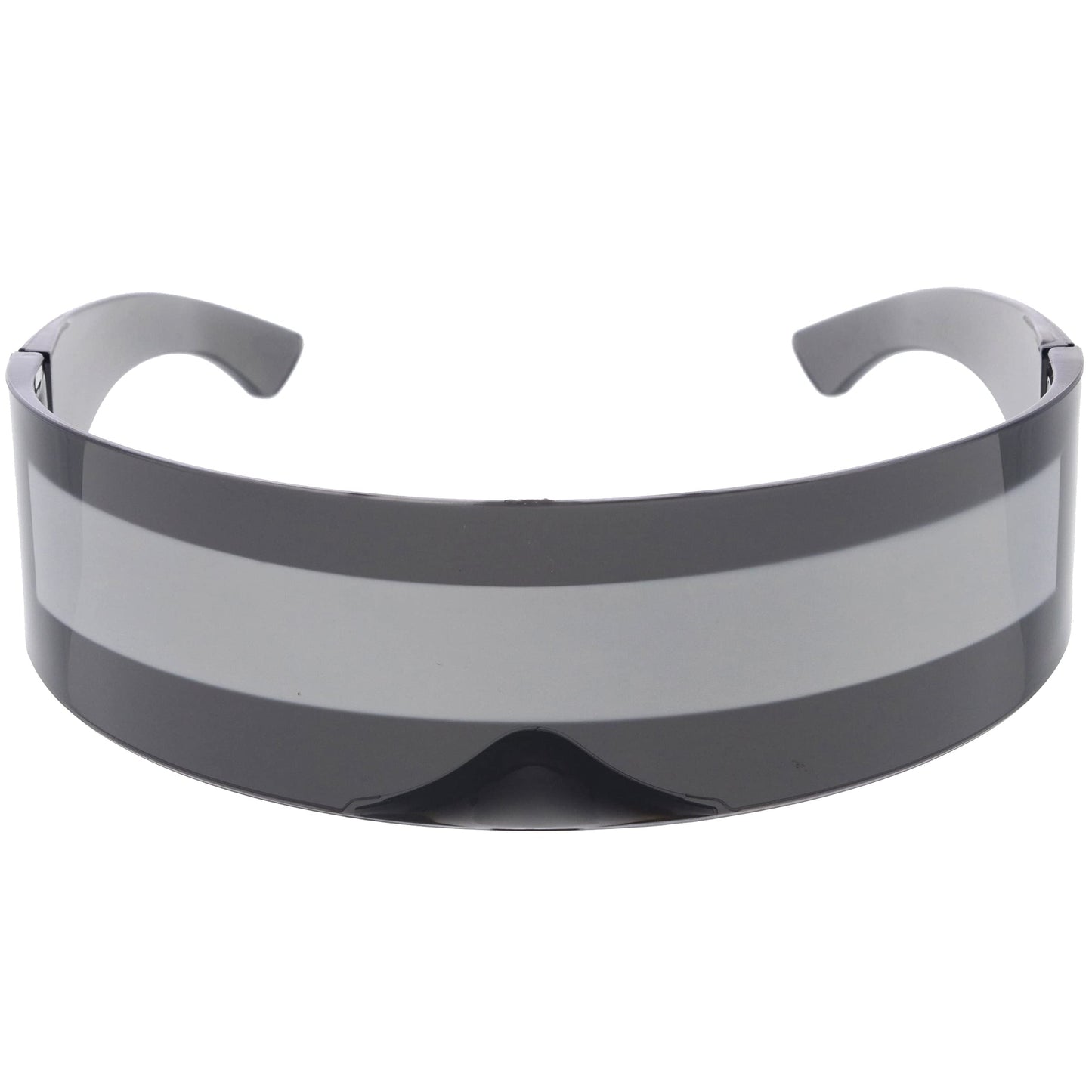 zeroUV - 80s Futuristic Cyclops Cyberpunk Visor Sunglasses with Semi Translucent Mirrored Lens (Smoke/Silver)