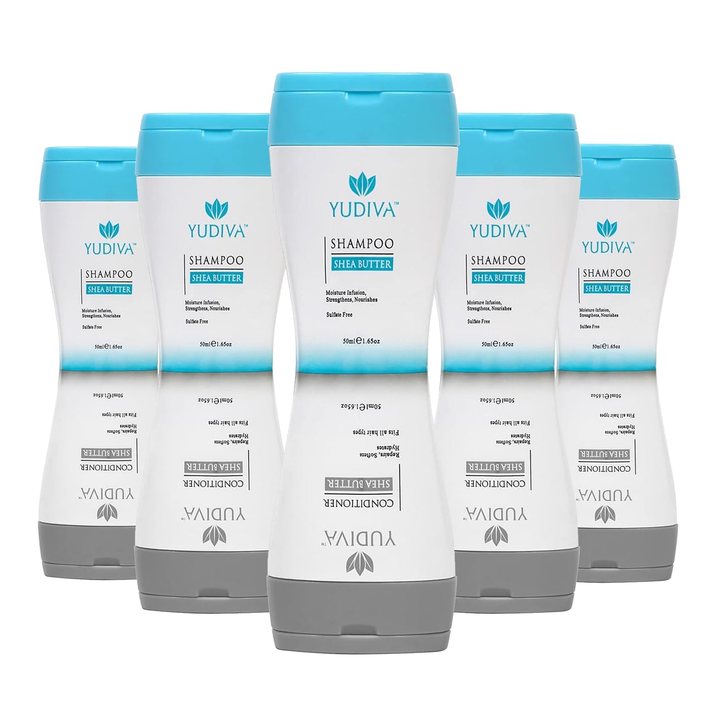 Yudiva Dual Chamber Shampoo and Conditioner Set with Shea Butter - 3.3 Fl Oz Travel Shampoo and Conditioner Duo - Moisturizing Haircare Set - Airline