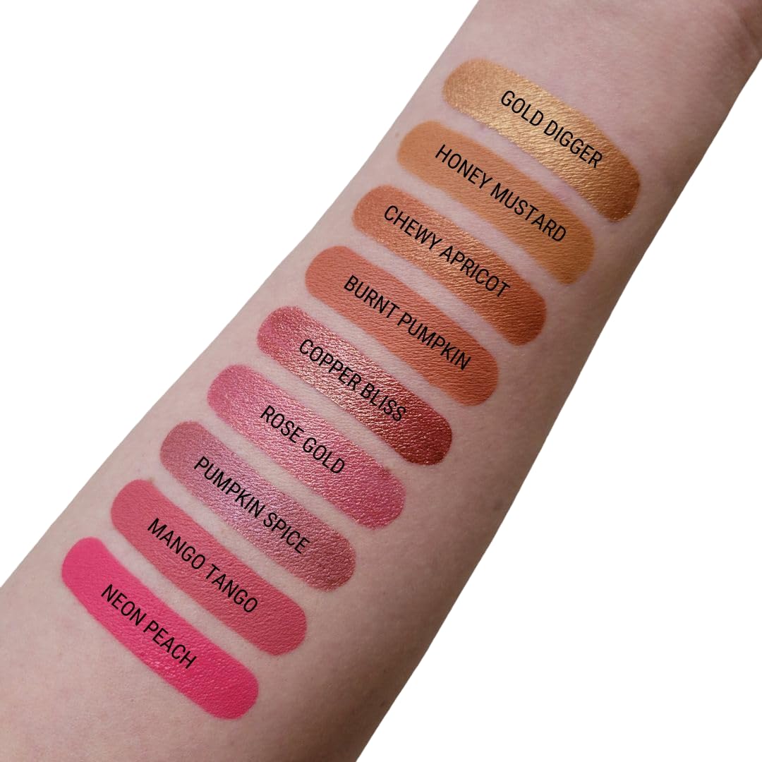 Aromi Burnt Pumpkin Metallic Liquid Lipstick | Orange Gold Lip Color with Shimmery Finish, Vegan, Cruelty-free, Long-lasting, Waterproof (Chewy