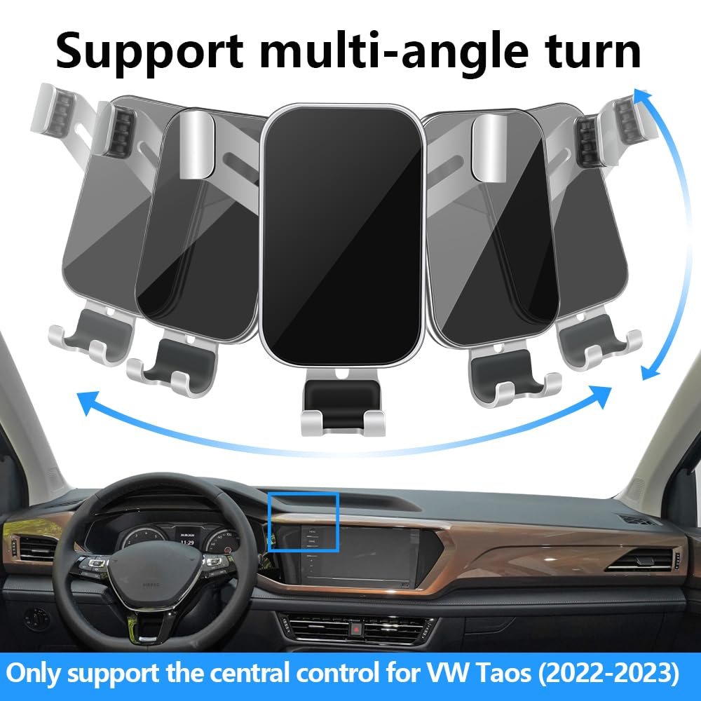 LUNQIN Car Phone Holder for Volkswagen Taos 2022 2023 2024 S SE SEL VW SUV Auto Interior Accessories Best Cell Phones Mount Cellphone Mobile Cradle…