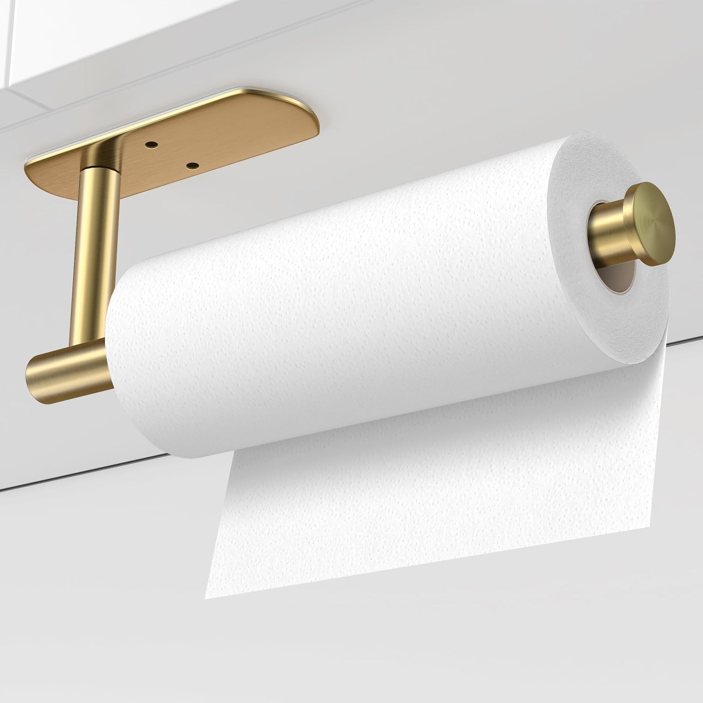 VAEHOLD Self Adhesive Paper Towel Holder – Under Cabinet or Wall Mount, SUS304 Stainless Steel, Gold for Kitchen & Bath