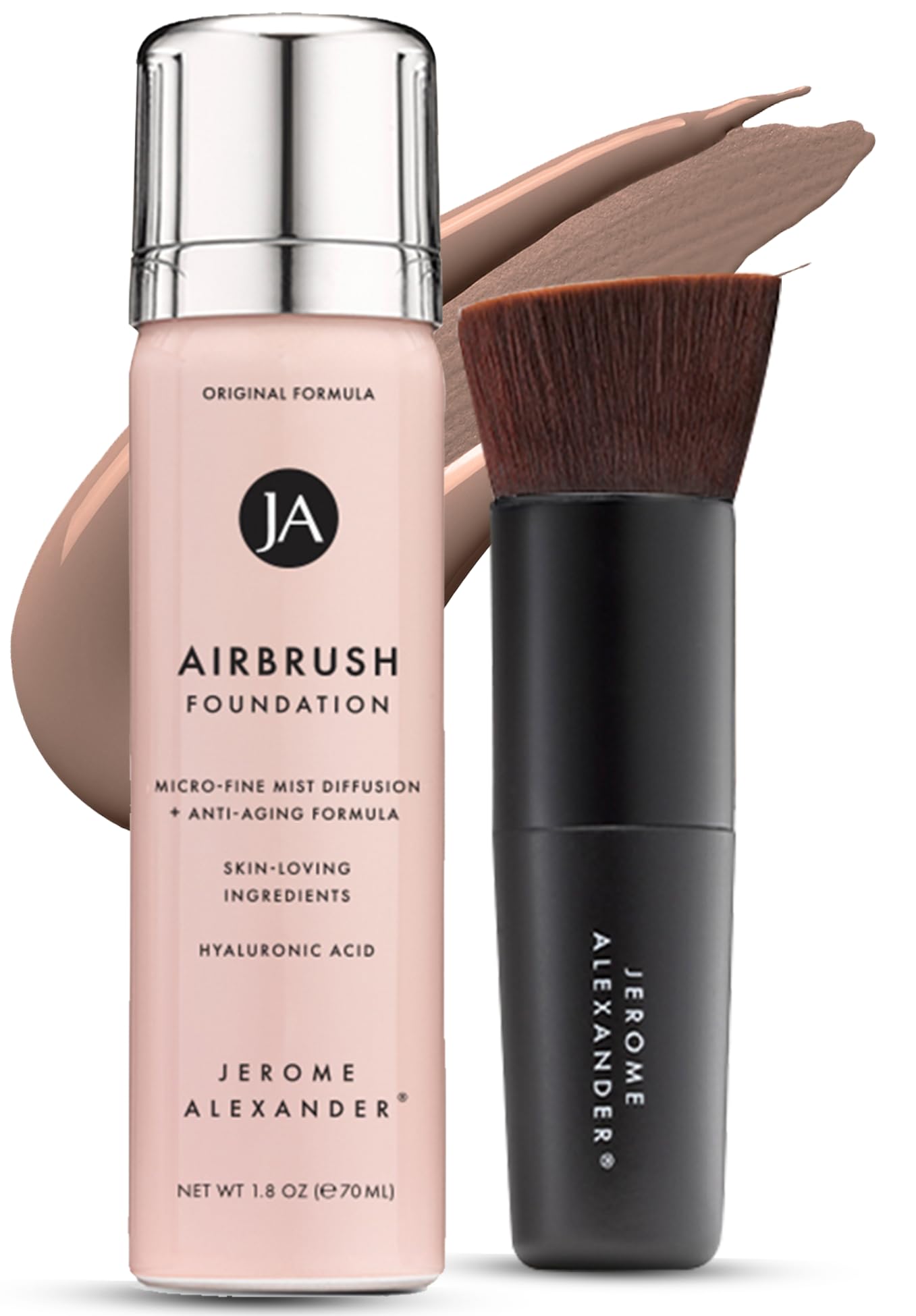 Jerome Alexander MagicMinerals AirBrush Foundation - 2 Piece Set with Airbrush Foundation and Kabuki Brush - Spray Makeup with Anti-aging Ingredients
