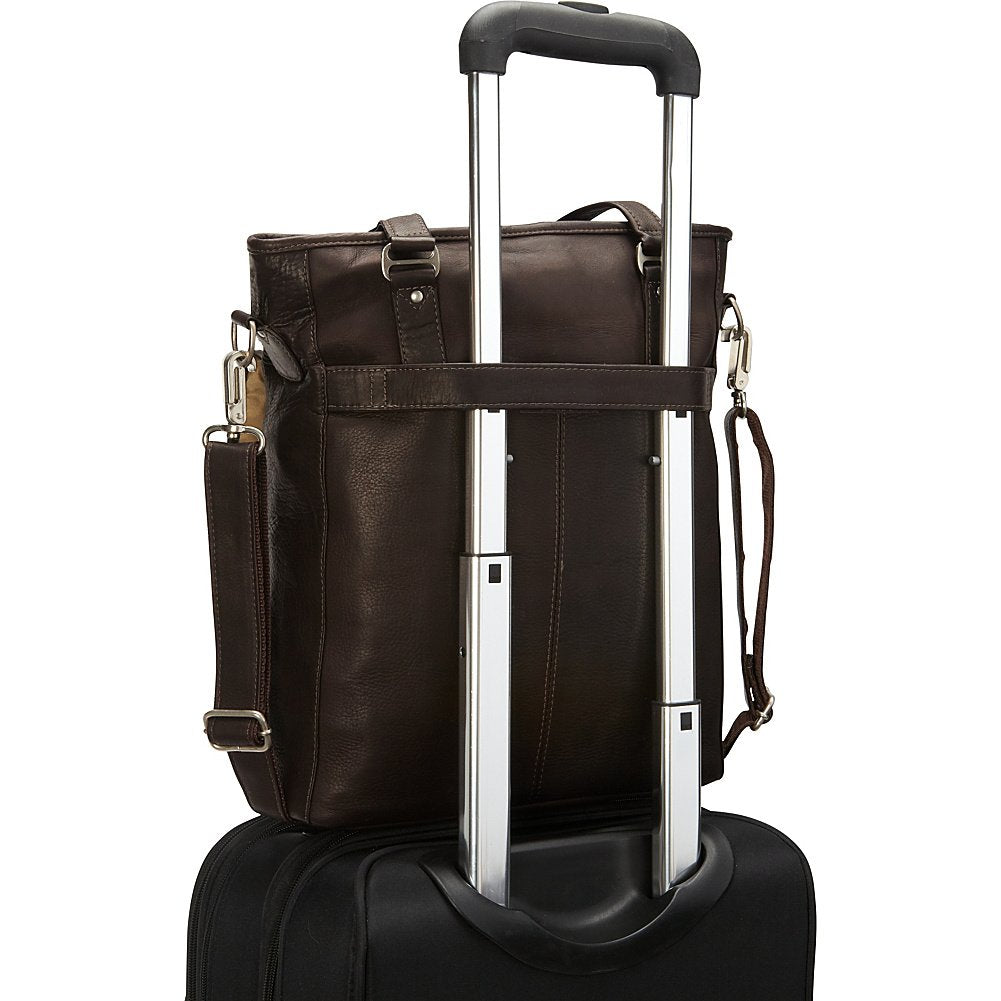 Piel Leather Laptop/Tablet Carry-All Tote, Chocolate, One Size