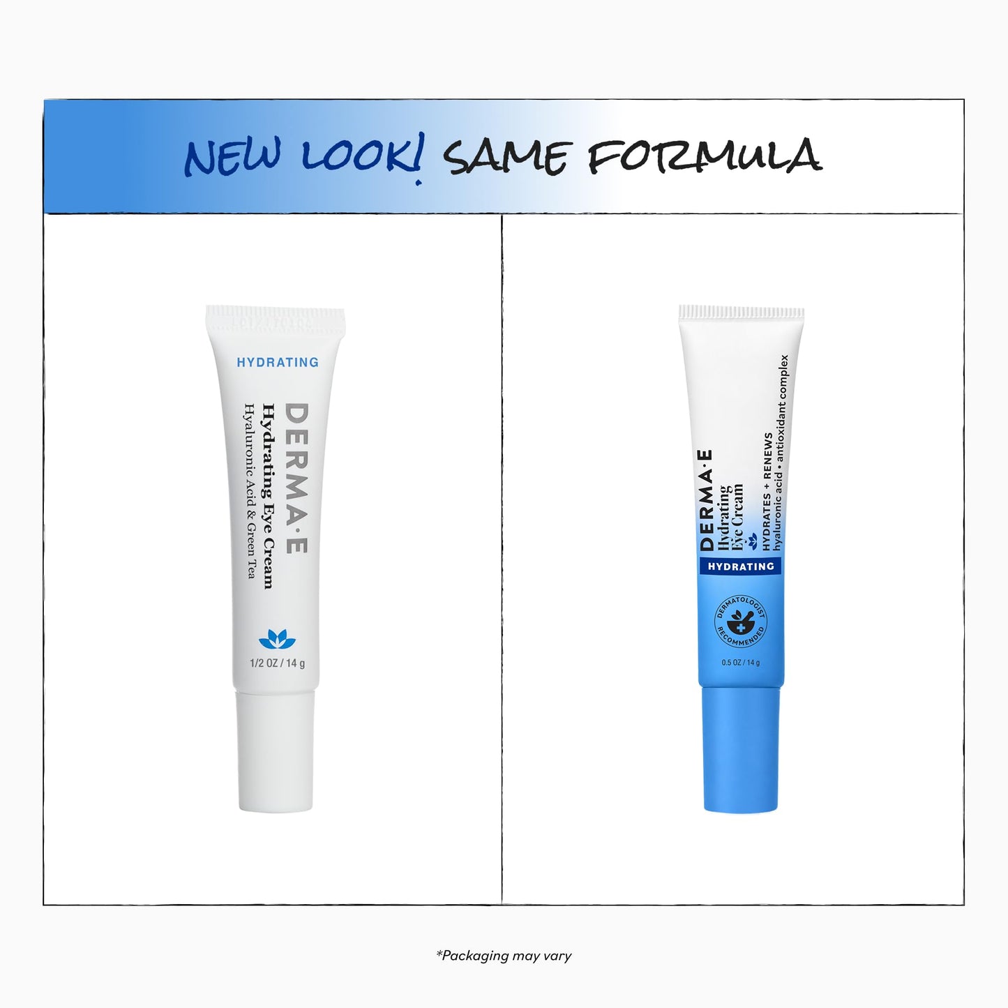 Derma E Hydrating Eye Cream - Firming and Lifting Hyaluronic Acid Treatment - Under Eye and Upper Eyelid Cream Reduces Puffiness and Appearance