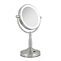 Zadro 9" Round LED Makeup Mirror with Lights and Magnification 5&10X/1X AA Battery Operated Swivel Lighted Makeup Mirror