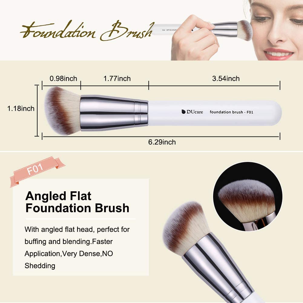 DUcare Makeup Brushes 3Pcs Foundation Contour Bronzer Brush,Concealer Brush,Blusher Powder Brush, Face Kabuki Travel Buffing Stippling Liquid Blending