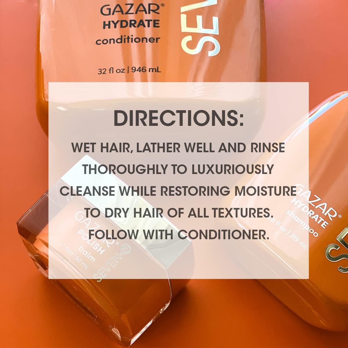 SEVEN Hair Care Gazar Hydrate Shampoo for Women & Men, Sulfate & Paraben Free, Cruelty Free with Pro Vitamin B5, Sugarcane + Moisturizing Cactus