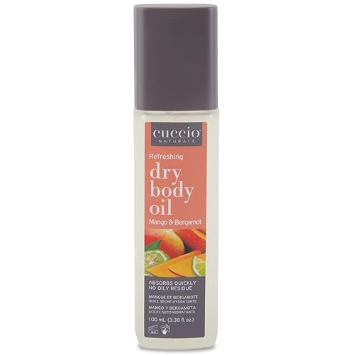 Cuccio Naturale Hydrating Dry Body Oil - Mango & Bergamot, 3.38 fl oz - Fast-Absorbing Lightweight Moisturizer for Smooth, Radiant Skin - Non-Greasy