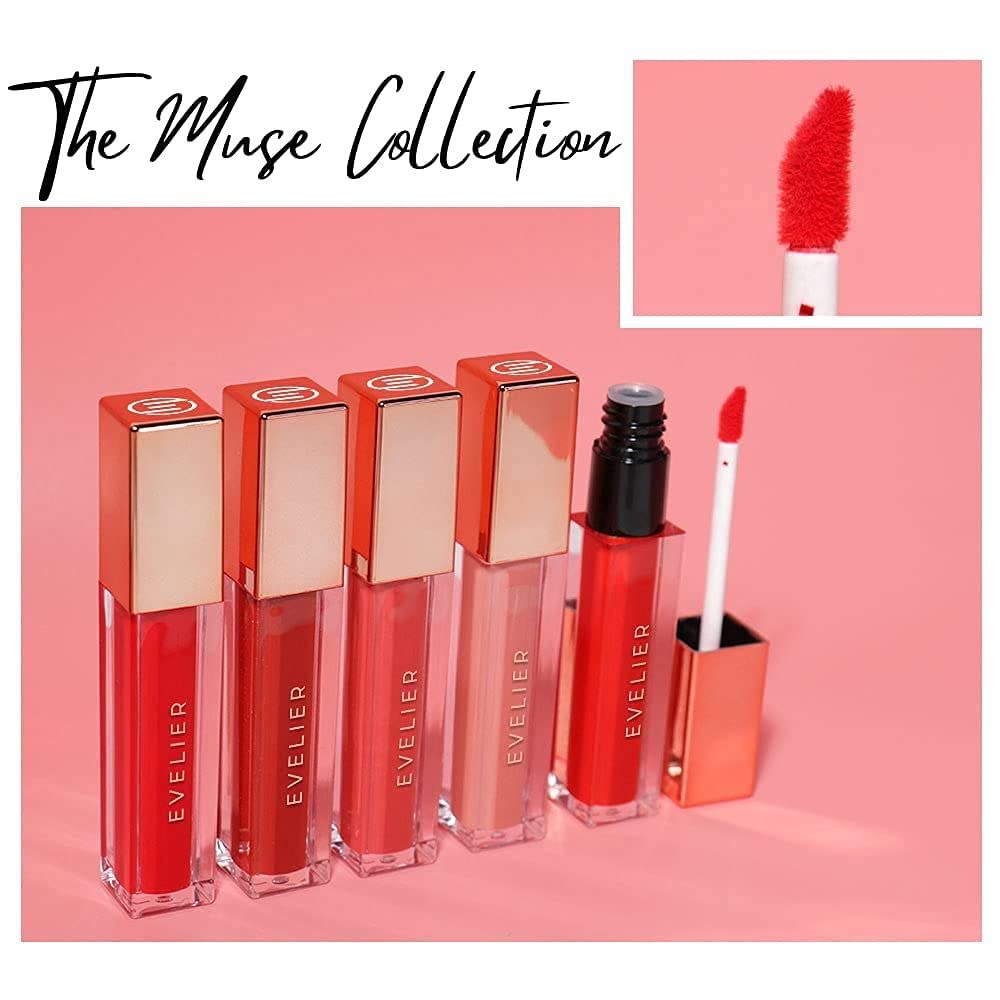 EVELIER Luxury Line: MUSE - Moisturizing Smooth Creamy Fruity Colors Lipstick Lipgloss - For Sexy Lips, Highly Pigmented, Instant Shine Lip Gloss