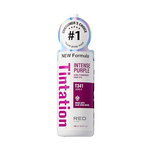 Red by Kiss Tintation Semi-Permanent Hair Color, Aloe Vera Water Based, Argan Oil, Olive Oil, Collagen & Keratin, Long-Lasting Color Dye (Intense