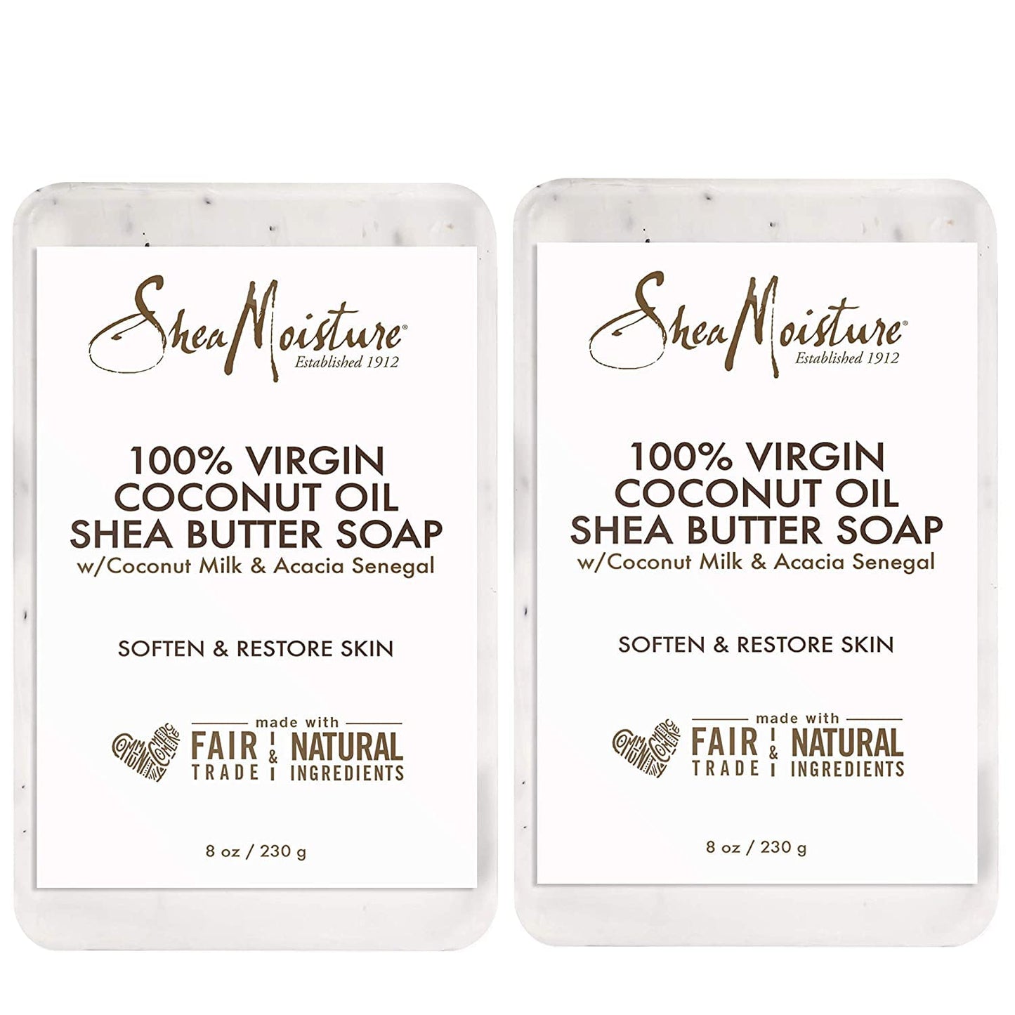 Shea Moisture 100% Virgin Coconut Oil Shea Butter Soap, 8 Ounce (Pack of 2)