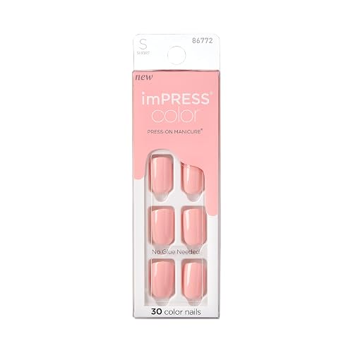 Kiss Impress Color Press-On Nails Polish-Free Manicure Set, ‘Dolce Pink’, 30 Chip-Proof, Smudge-Proof Fake Nails Beauty & Personal Care KISS