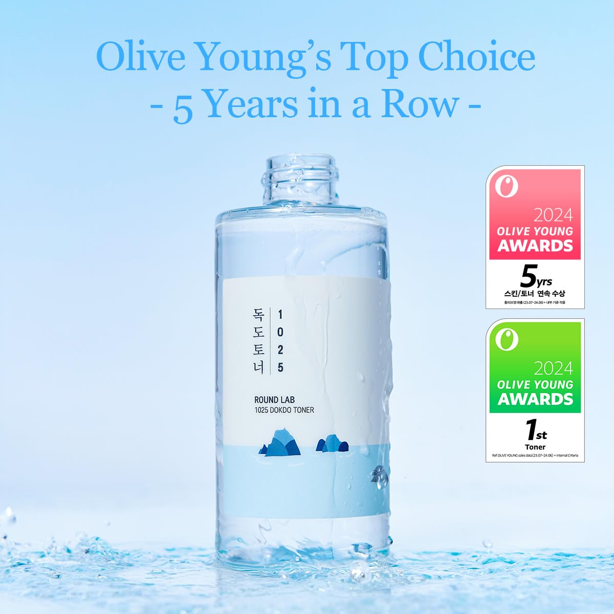 ROUND LAB 1025 Dokdo Toner 6.76 Fl Oz, Oil Control and Reduces Excess Sebum, Gentle Exfoliating Facial Toner, Deep Sea Water for Moisturization, Soft Beauty and Personal Care ROUND LAB