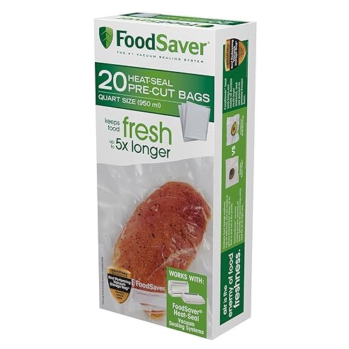 FoodSaver 1-Quart Precut Vacuum Seal Bags with BPA-Free Multilayer Construction for Food Preservation