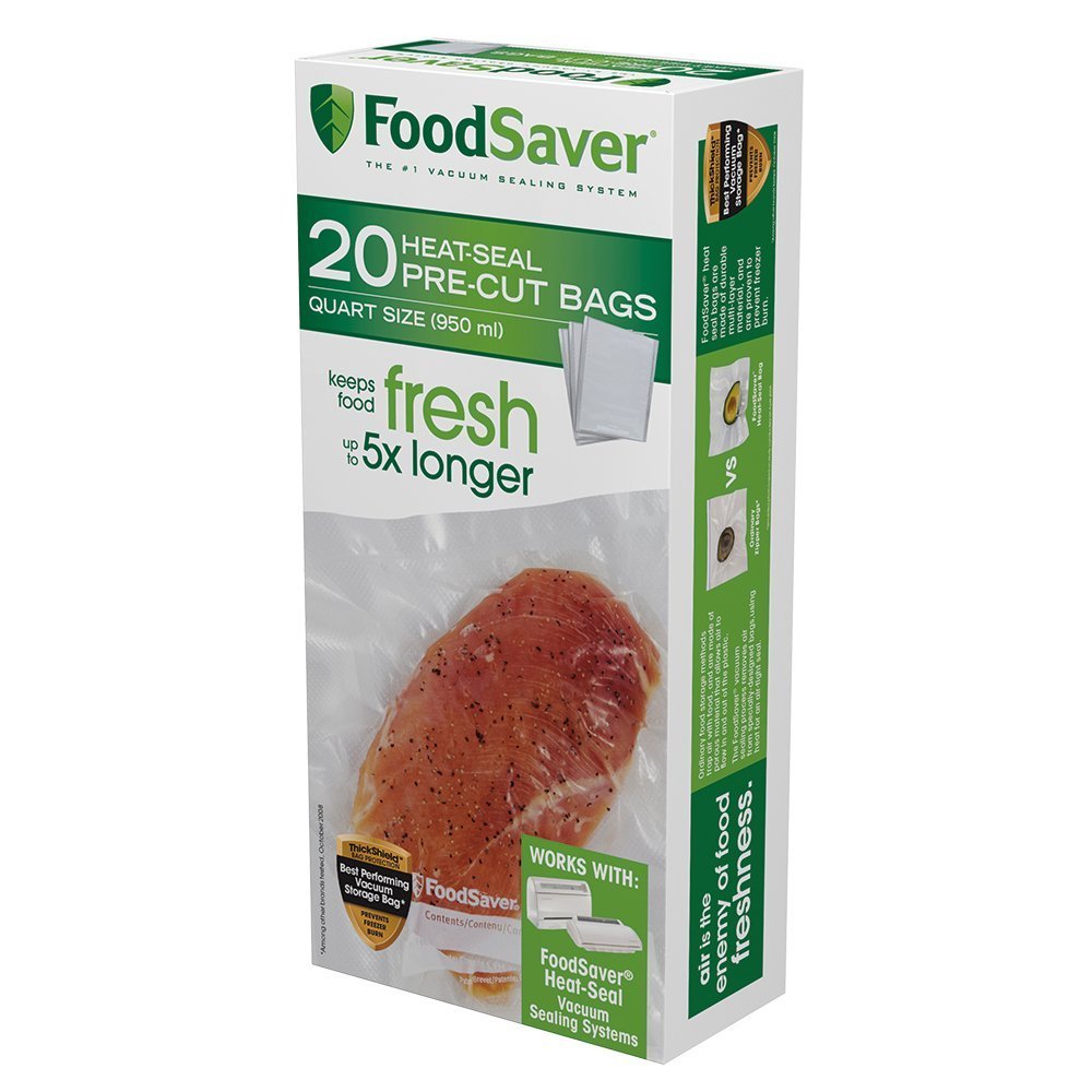 FoodSaver 1-Quart Precut Vacuum Seal Bags with BPA-Free Multilayer Construction for Food Preservation