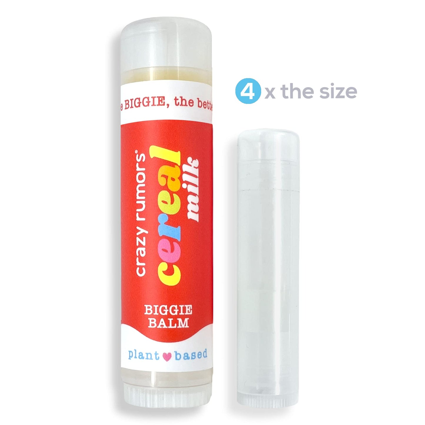 Crazy Rumors Biggie Cereal Milk Flavored All Natural, Plant Based Lip Balm to Moisturize and Nourish your Lips - Cereal Milk Biggie Tube 0.6 oz (4x