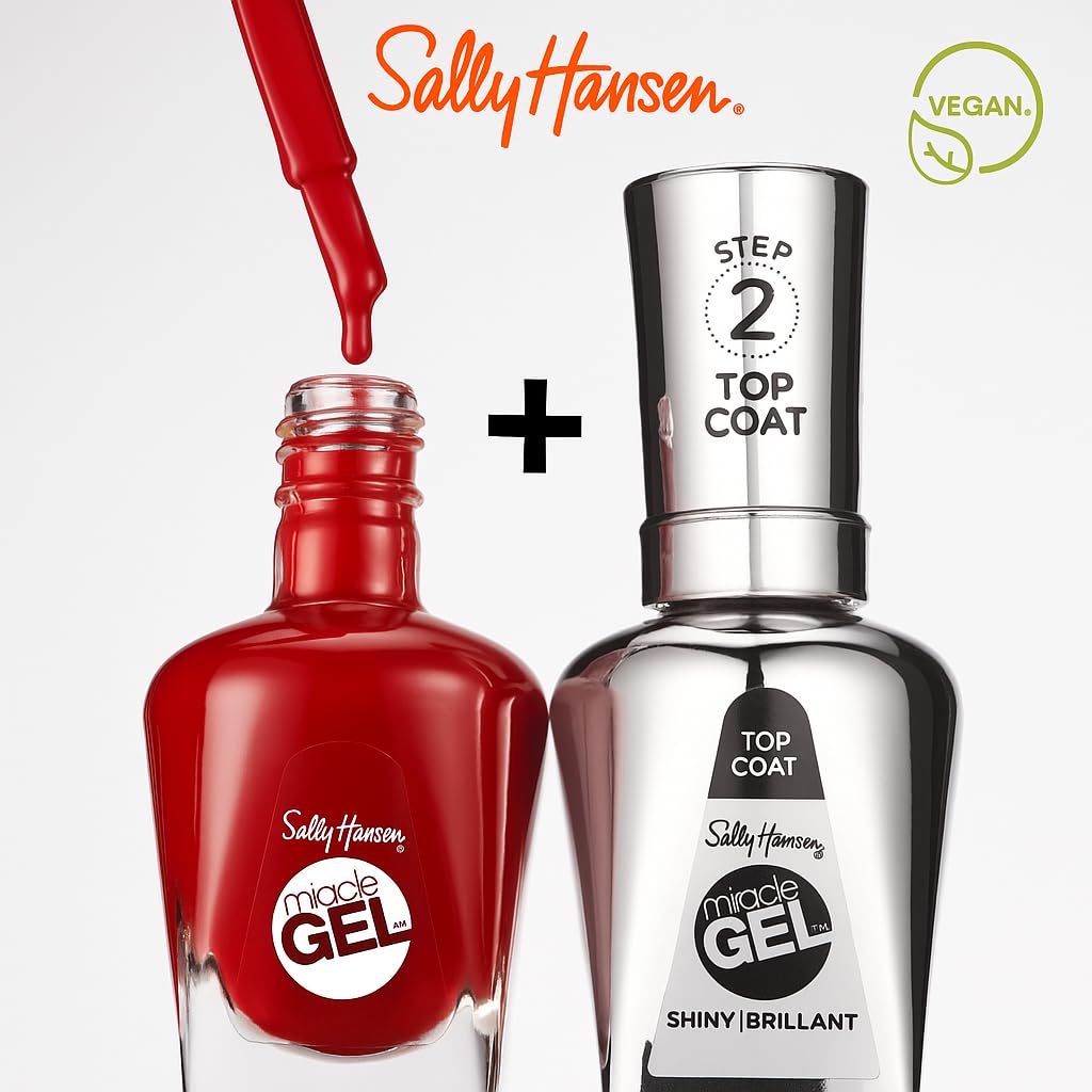 Sally Hansen Miracle Gel Salon Quality Nail Polish | Gel-Like Formula, Two-Step System, No UV Light Needed, Long Lasting | Opaque, Glossy | 496 Beet
