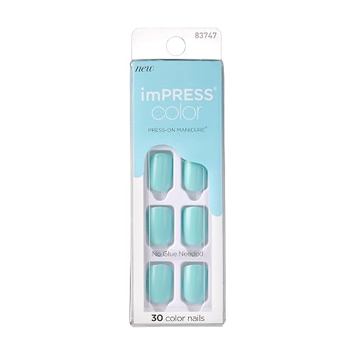 Kiss Impress Color Press-On Nails, Gel Nail Kit, PureFit Technology, Short Length, “Mint To Be”, Polish-Free Solid Color Manicure, Includes Prep Pad Beauty & Personal Care imPRESS