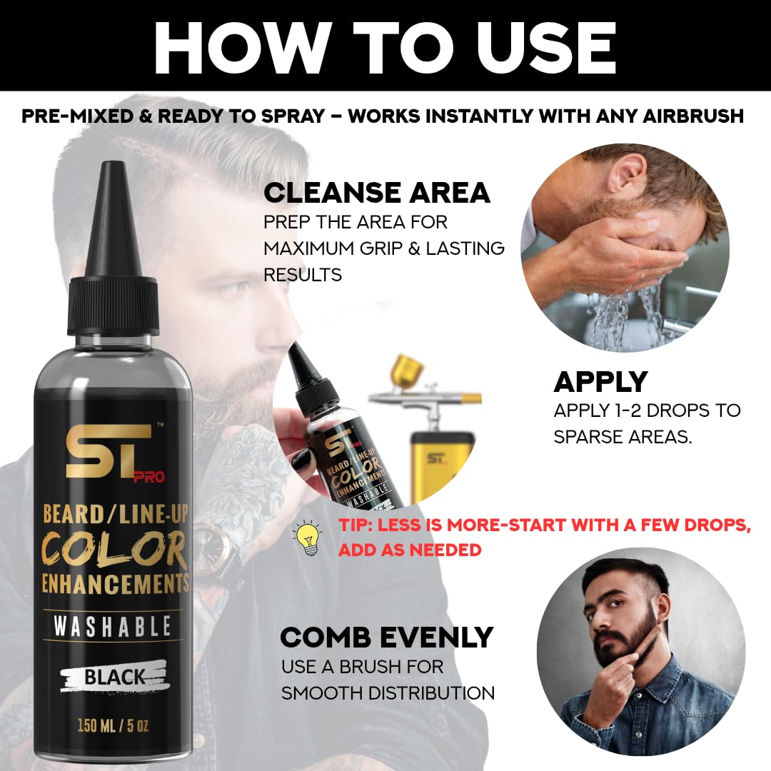 Supreme Trimmer Airbrush Hair & Beard Enhancement Ink | Barber-Grade Line-Up & Filler Spray | Water Resistant, Pre-Mixed for Precision Hairlines