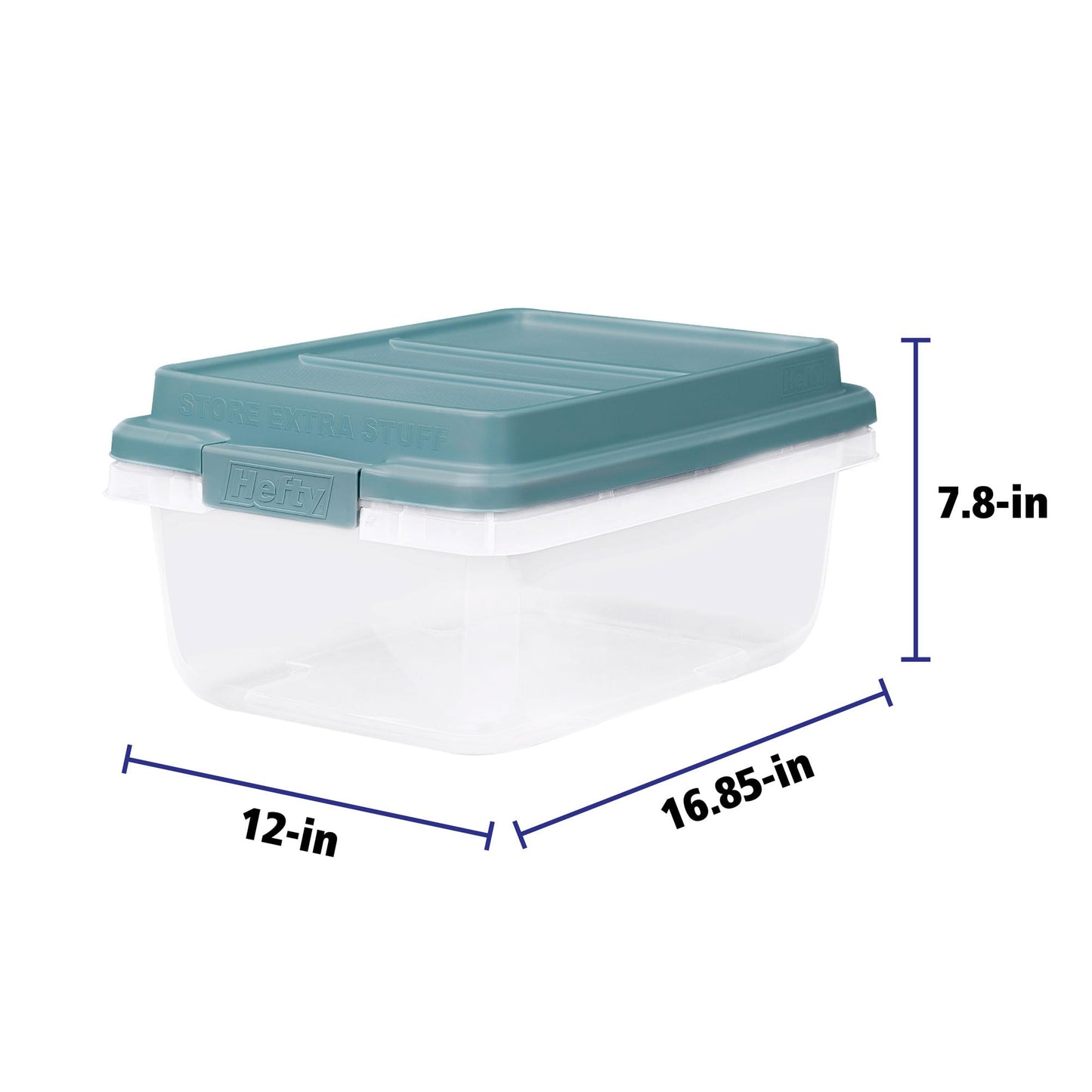 Hefty 18 Quart Hi-Rise Storage Bin with Lid, Stackable Plastic Container for Home, Office, and Classroom Organization, 8 Pack, Smoke Blue