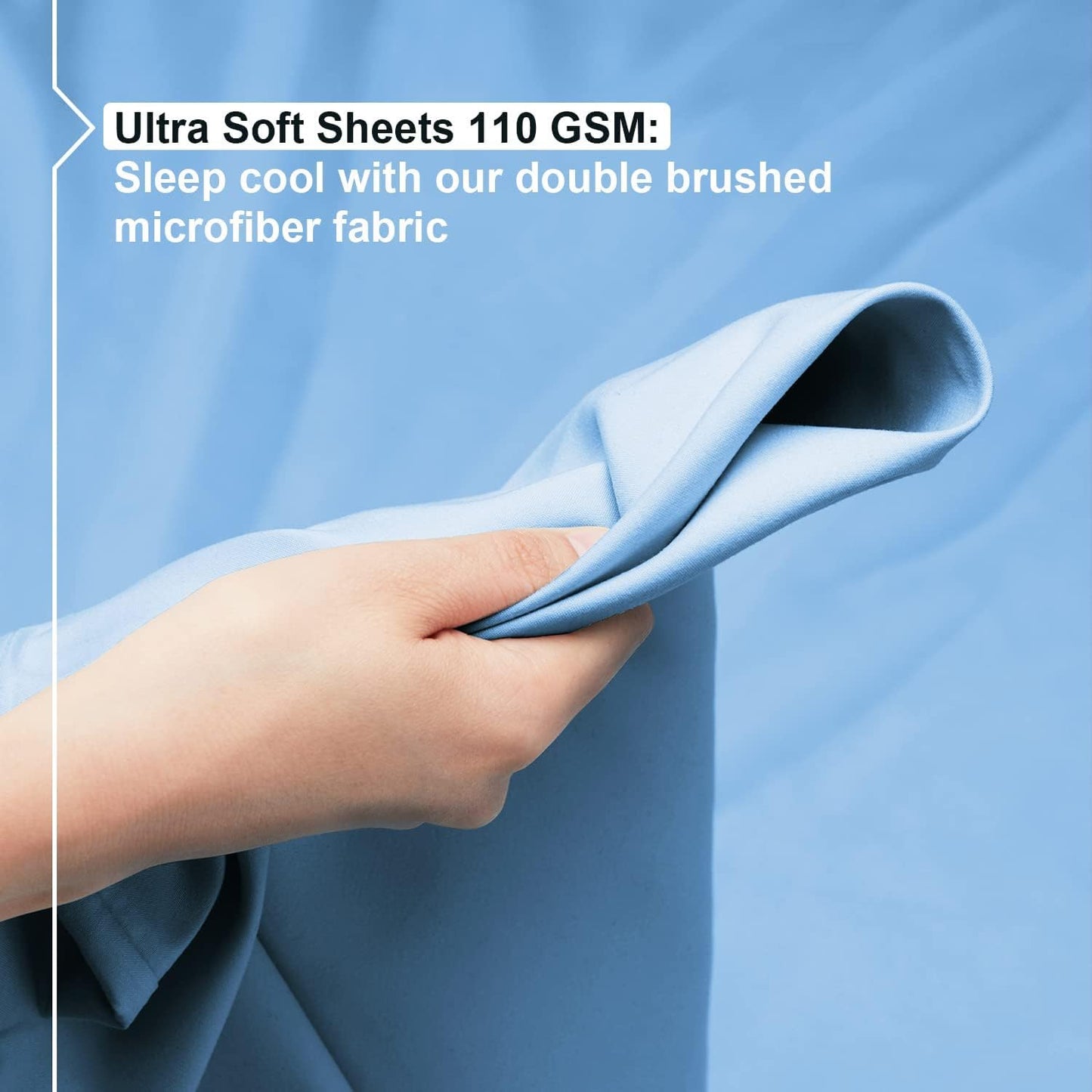 Empyrean California King Sheets Set - 110 GSM 6 Piece Bed Sheets for California King Size Bed, Soft Bedding Sheets & Pillowcases - Calm Blue