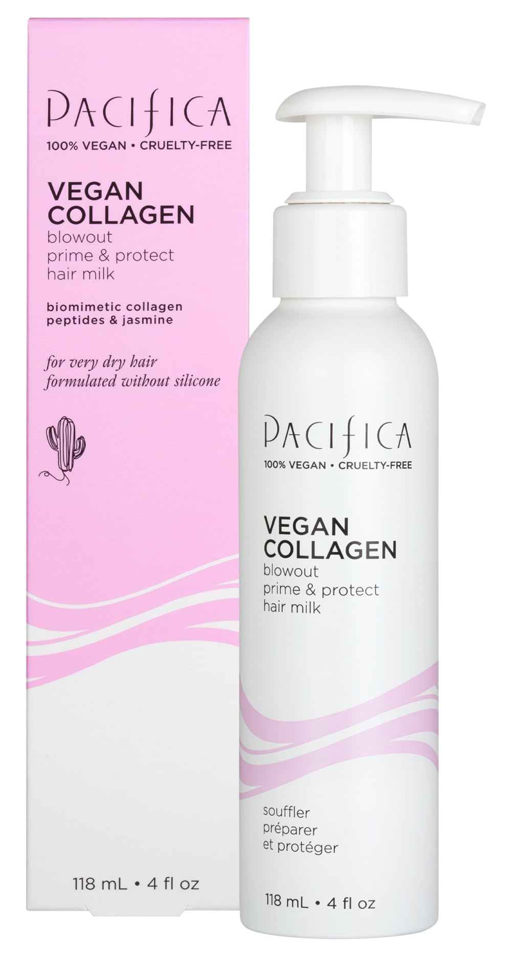 Pacifica Heat Protection Spray for Hair - Vegan Collagen Blowout Prime & Thermal Protection Hair Milk - Blow Dry Spray - for Curly, Wavy & Straight