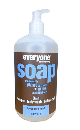Everyone 3-in-1 Soap - Body Wash, Shampoo, Bubble Bath - Lavender + Mint - 32 Ounces - 1 Bottle