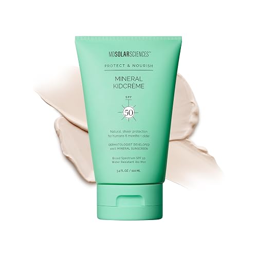 MDSolarSciences Mineral KidCrème SPF 50 | Gentle Kids Sunscreen | Zinc Oxide & Squalane Formula | Water-Resistant Fragrance-Free Protection | 3.4 Fl
