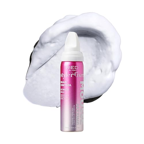 Red by Kiss Setting Mousse Braid Frizz Control, Curl Definition, Shine, Maximize Volume, Ultimate Hold, Long Lasting, Non Sticky Creamy Foam Style