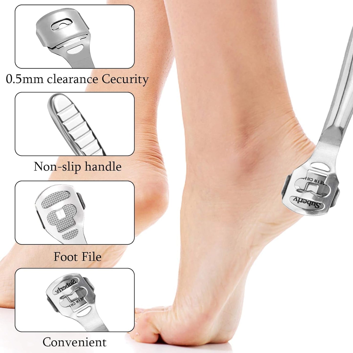 52 Pcs Callus Shaver Set,1 Stainless Steel Foot Razor with 50 Replacement Slices Blades and 1 Foot File Head Foot Care Tools,Foot Shaver Callus