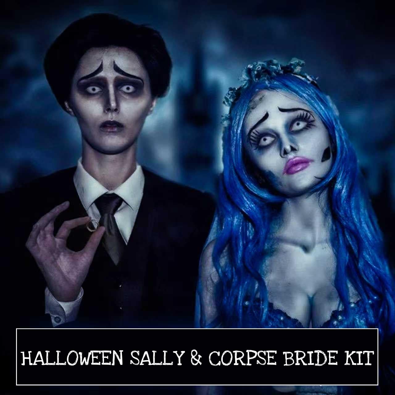 Halloween Sally Makeup Kit, Corpse Bride Corpse Bride Face Painting Kit, Sally Face Costume Women Cosplay, for Halloween Dress Up, Party