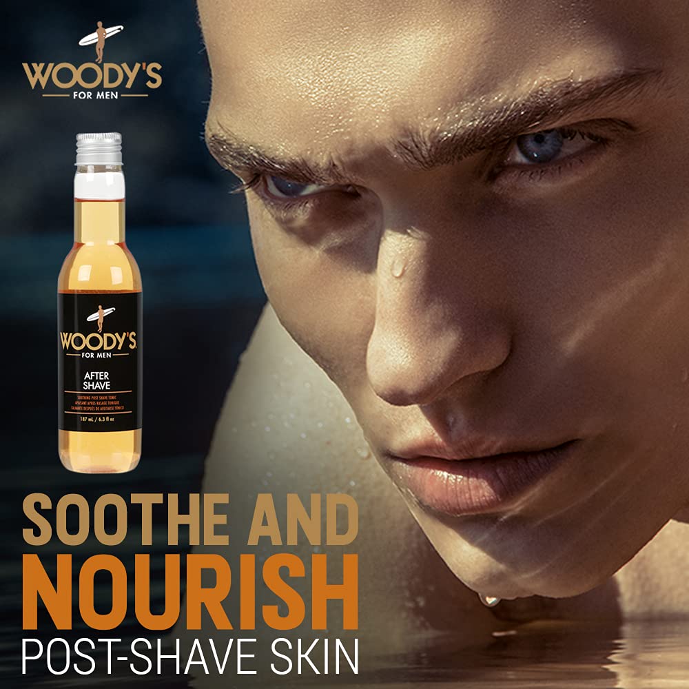 Woody's Aftershave for Men Tonic - Soothing After Shave with Aloe Vera, Calendula & Chamomile to Reduce Irritation, Post Shave, 6.3 fl oz