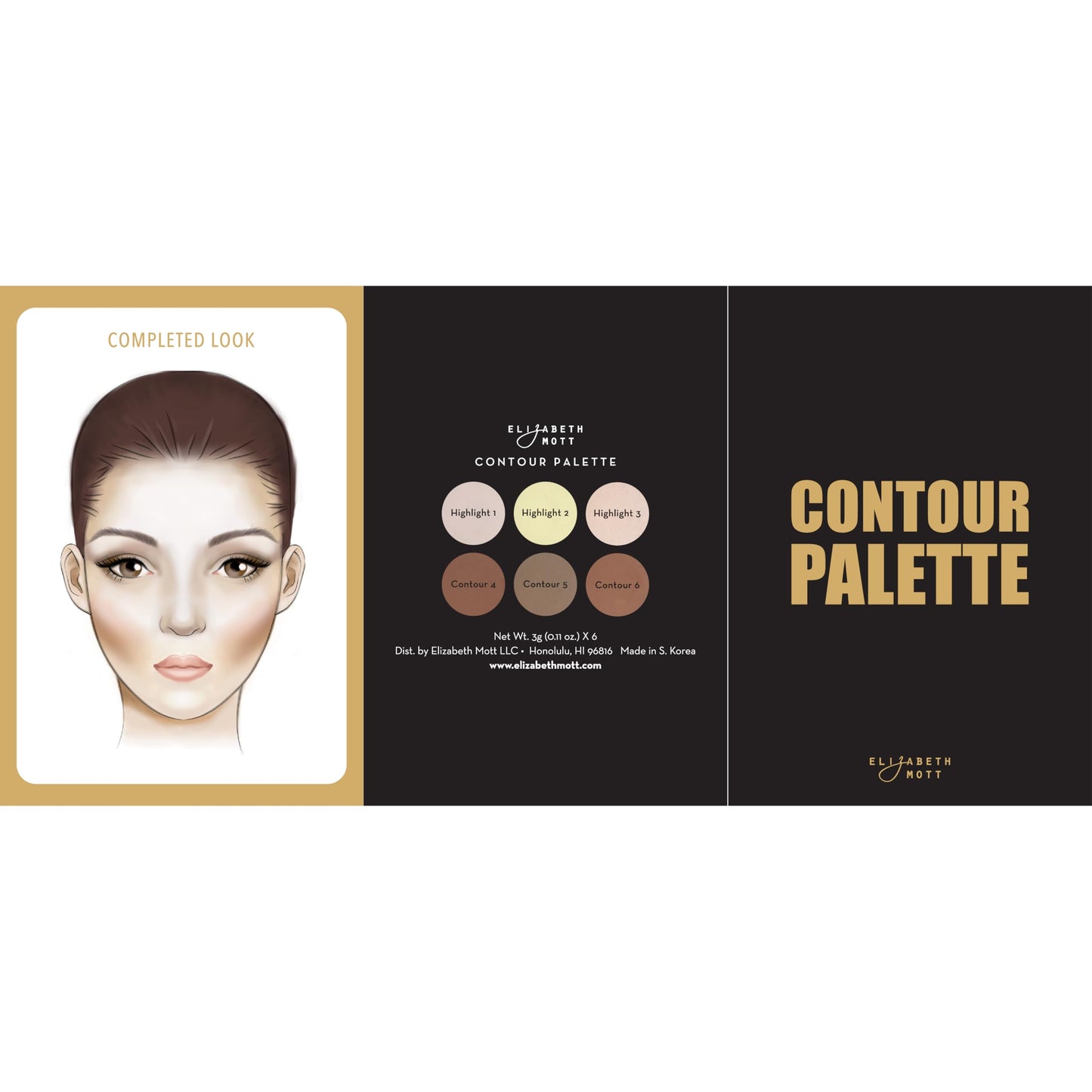 Elizabeth Mott Bronzer Contour Kit & Highlighter Powder Makeup - 6 Blendable Shades for a Natural Sun-Kissed Glow - Long-Lasting, Lightweight