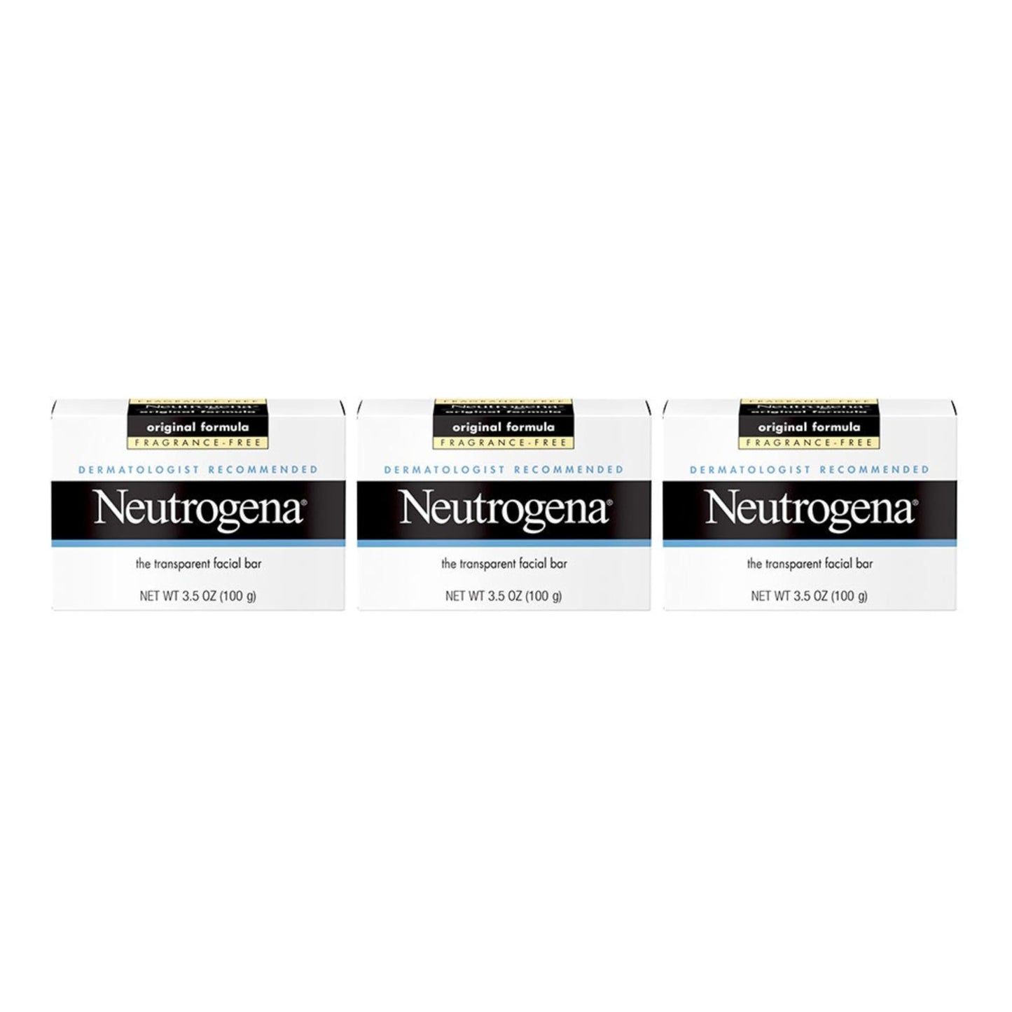 Neutrogena Original Transparent Facial Cleansing Bar, Fragrance-Free Glycerin Face Wash Bar Soap for Gentle Daily Cleansing, Hypoallergenic & Dye-Free