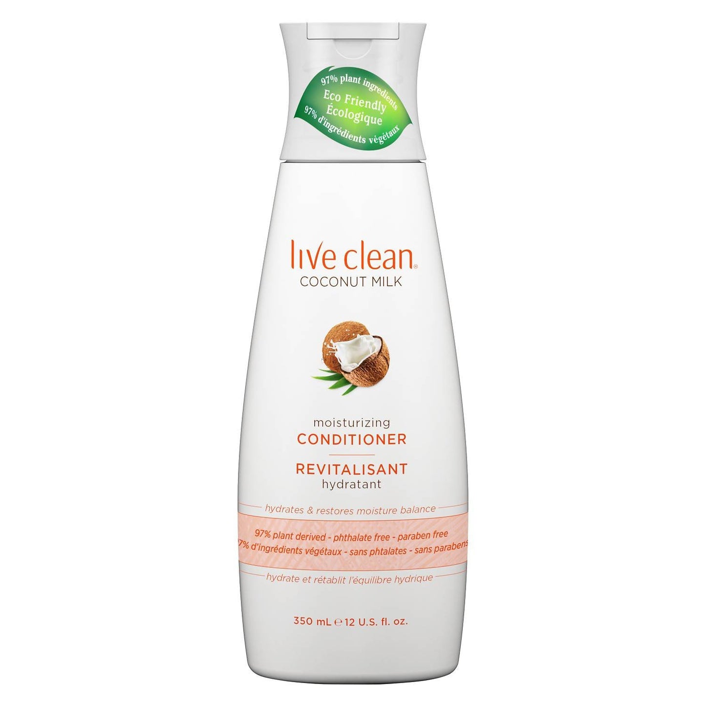 Live Clean Coconut Milk Moisturizing Shampoo and Conditioner, 12 oz each with Certified Organic Coconut Extract and Oil, Petrolatum-free