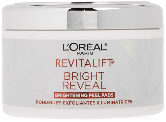 L'Oréal Paris Revitalift Bright Reveal Anti-Aging Exfoliating Peel Pads with Glycolic Acid, Reduce Wrinkles & Brighten Skin, 30 Count (Pack of 1)
