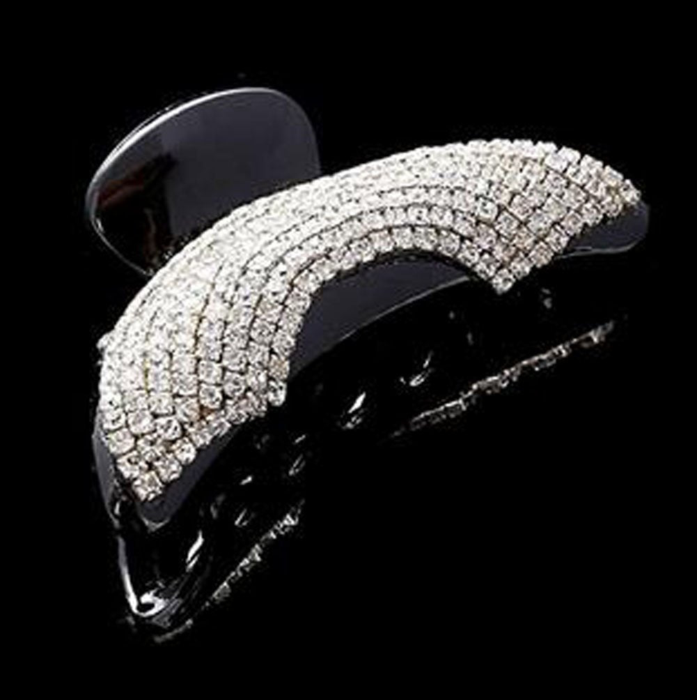 Exquisite Black Acrylic Rhinestones Hairpin Claw Clip Jaw Clips for Women Lady Girls (B#)