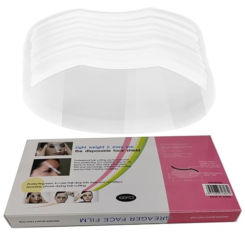 LWBTOSEE Clear Disposable Face Shield, for Shower Haircut Hairspray and Eyelash Extensions Eye Eyebrow Eyelid Surgery Aftercare (100 PCS)