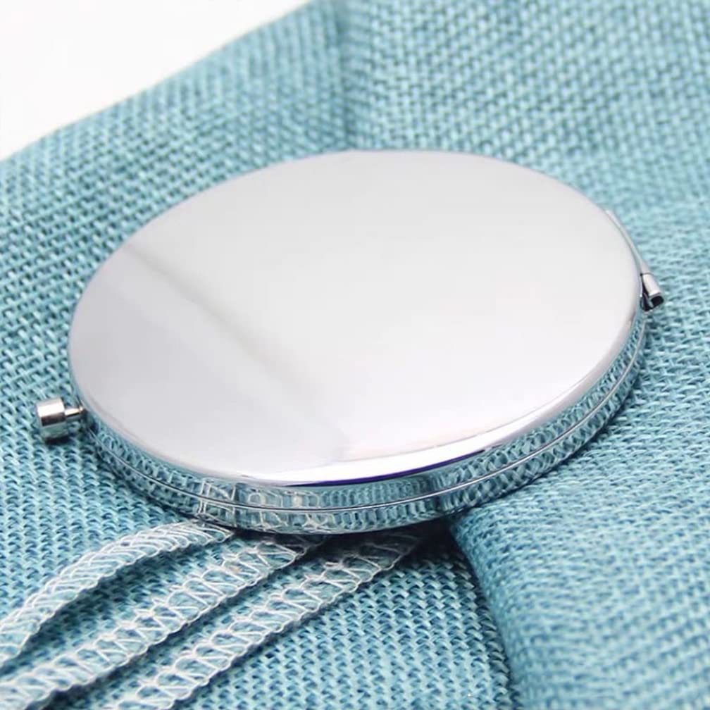 oaiqiy Compact Mirror, Handheld 2.75 inches Travel Makeup Mirror, 1X/2X Magnifying Round Pocket Makeup Mirror(Silvery)